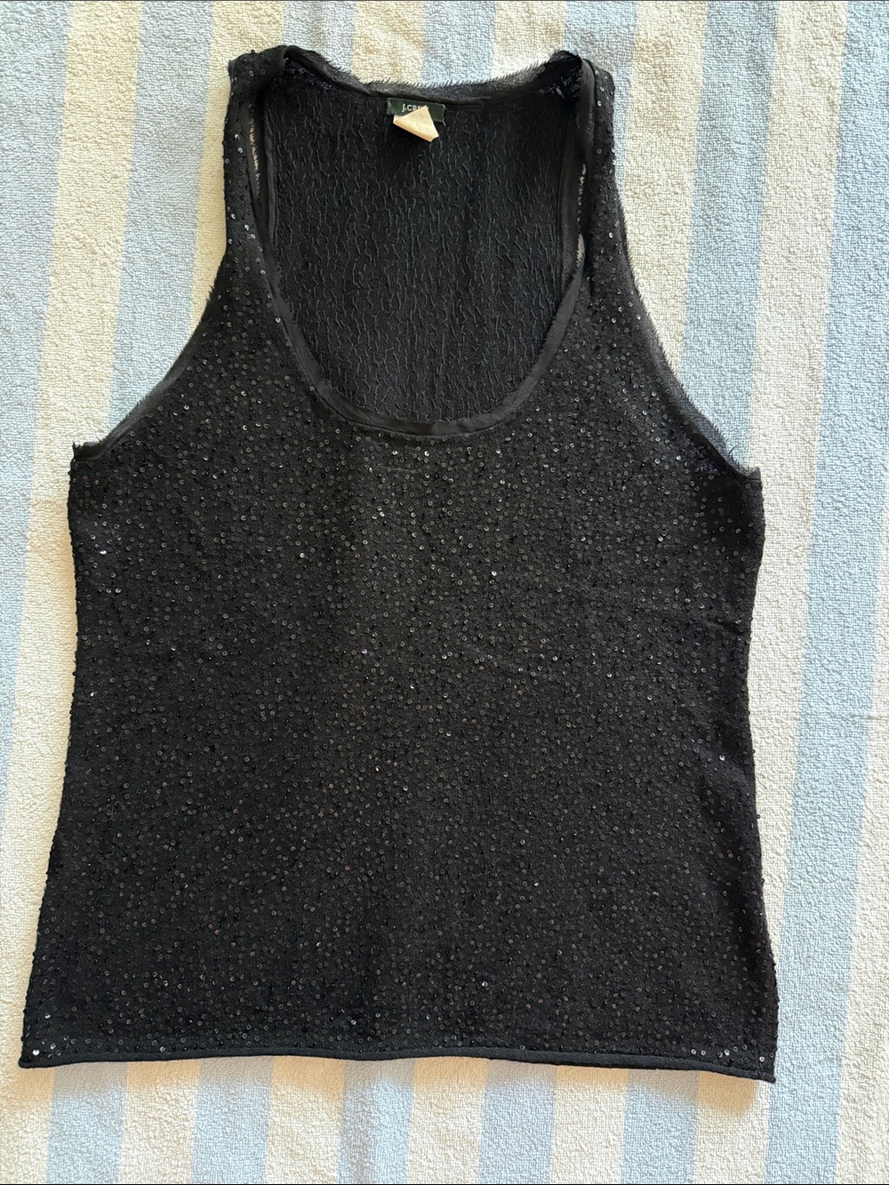 J. Crew Black Sequin Scoop Neck Tank
